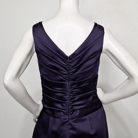 David's Bridal Purple Bridal Formal Satin Sleeveless Gown Maxi Dress Size 10 - Picture 6 of 11